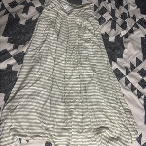 Blu Pepper Green and White Striped Maxi Skirt